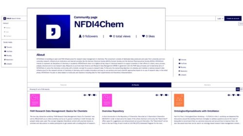 Community Pages in DALIA, here the NFDI4Chem. Community Pages in DALIA, here the NFDI4Chem